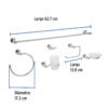 496812 49681 - Juego de 6 accesorios para baño acabado cromo, Foset Element