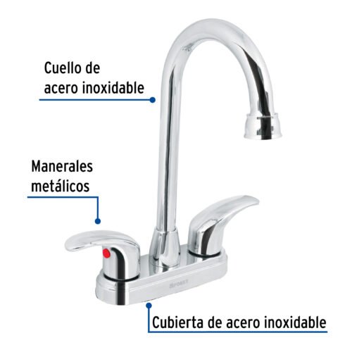 49691 - Mezcladora lavabo 4" cromo, tipo bar, palanca, AQUA