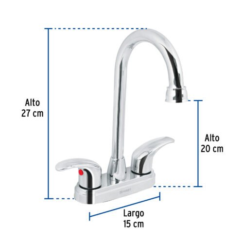 49691 - Mezcladora lavabo 4" cromo, tipo bar, palanca, AQUA