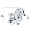 49692 - Mezcladora lavabo 4" cromo, nariz curva, cruceta, AQUA