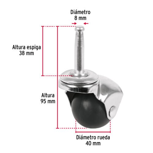 49694 - Rodaja esférica, 40 mm con espiga tipo socket, FIERO