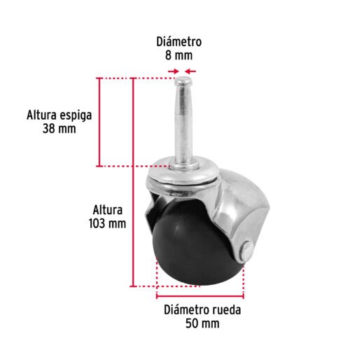 49695 - Rodaja esférica, 50 mm con espiga tipo socket, FIERO