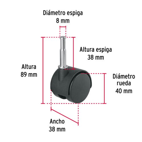 49698 - Rodaja tipo yoyo de 40 mm con espiga para madera, FIERO