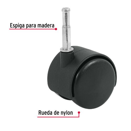 49699 - Rodaja tipo yoyo de 50 mm con espiga para madera, FIERO