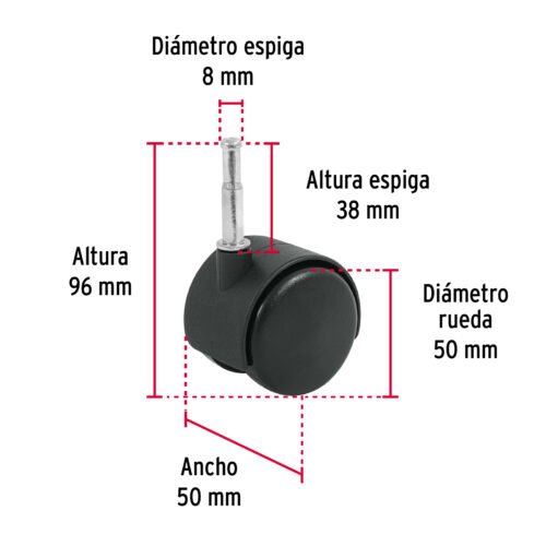 49699 - Rodaja tipo yoyo de 50 mm con espiga para madera, FIERO