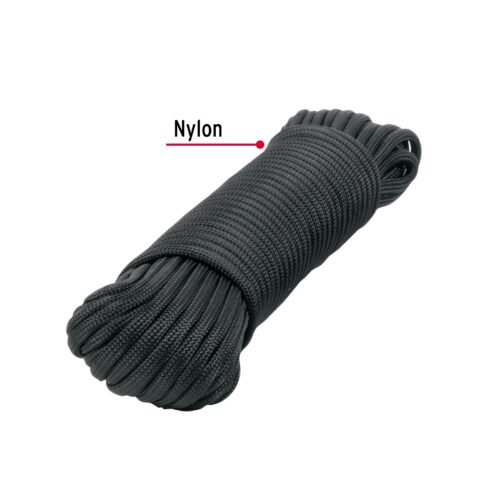 49703 - Piola de nylon paracord de 4mm x 15m negro, madeja, FIERO