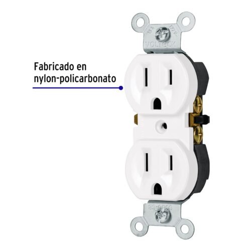49710 - Contacto dúplex, 2 polos 3 hilos, Standard, blanco, Volteck