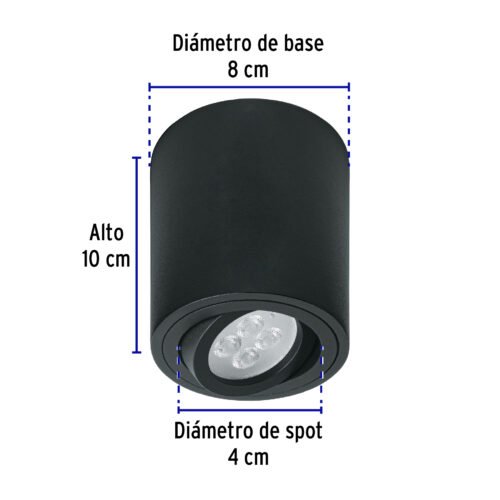 49717 - Luminario de sobreponer con spot dirigible, redondo, negro