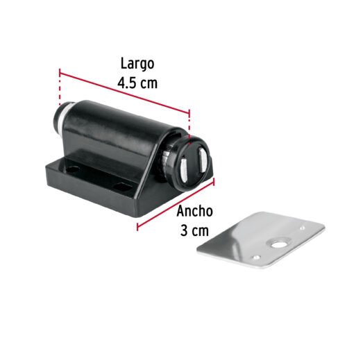49727 - Pistón Magnético para puerta / cajón, negro. HERMEX