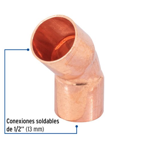 49728 - Codo 45° de cobre 1/2", FOSET
