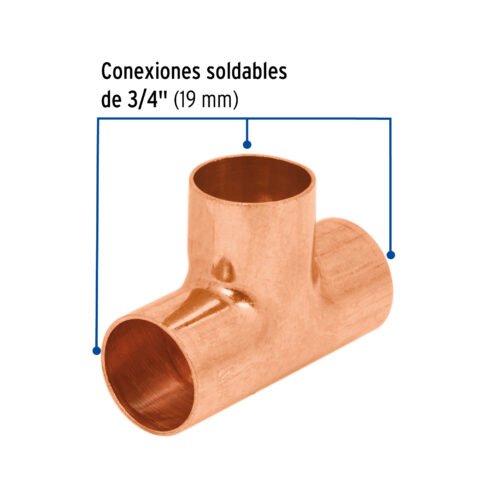 49736 - Tee sencilla de cobre 3/4", FOSET