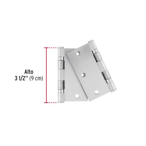 49739 - Bolsa c/2 bisagras cuadradas 3-1/2", plana,acero inox,HERMEX
