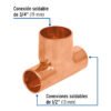 49741 - Tee reducida de cobre 1/2" x 1/2" x 3/4", FOSET