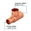 49743 - Tee reducida de cobre 3/4" x 1/2" x 3/4", FOSET