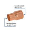 49751 - Reducción campana de cobre 1 x 3/4", FOSET
