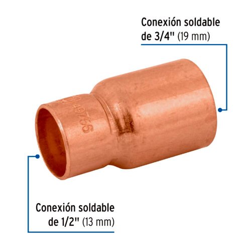 49756 - Reducción bushing de cobre 3/4 x 1/2", FOSET