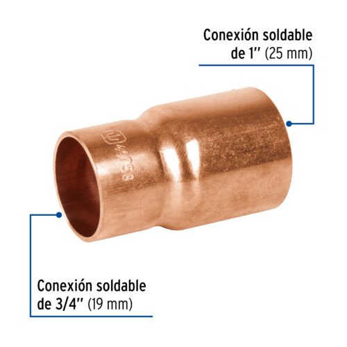 49758 - Reducción bushing de cobre, 1 x 3/4", FOSET