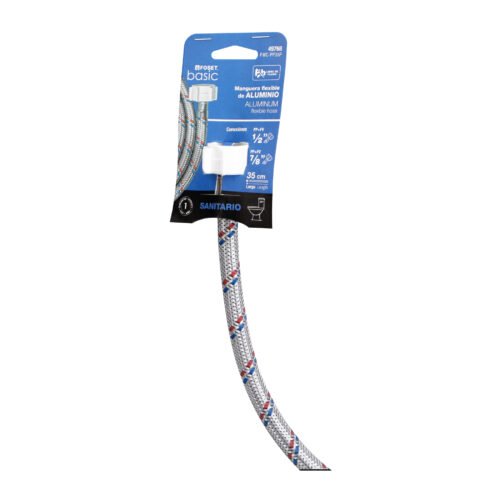 497683 49768 - Manguera p/WC, aluminio, 1/2"x7/8", 35cm, plást/plást, Basic