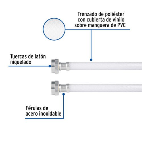 497791 49779 - Manguera para lavadora, vinilo, 3/4" x 3/4", 1.2 m, Foset