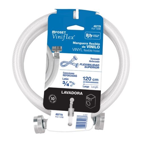 497793 49779 - Manguera para lavadora, vinilo, 3/4" x 3/4", 1.2 m, Foset