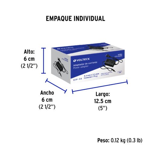 49784 - Fuente de Alimentación 12V 2A para CCTV, Volteck