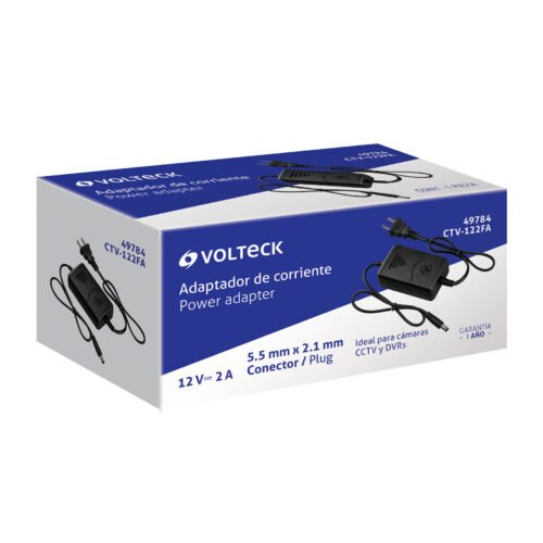 49784 - Fuente de Alimentación 12V 2A para CCTV, Volteck