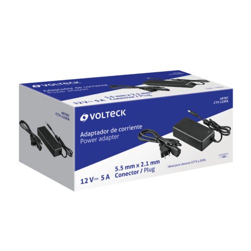 49787 - Fuente de Alimentación 12V 5A para CCTV, Volteck
