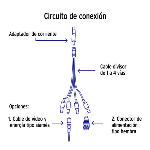 49788 - Cable Divisor de Energía tipo Pulpo 1 a 4 para CCTV, Volteck
