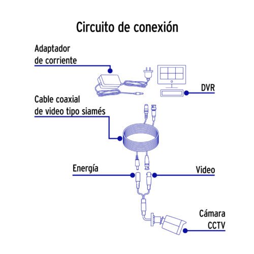 497922 49792 - Cable Video y Energía Tipo Siamés CCTV, 30 metros, Volteck