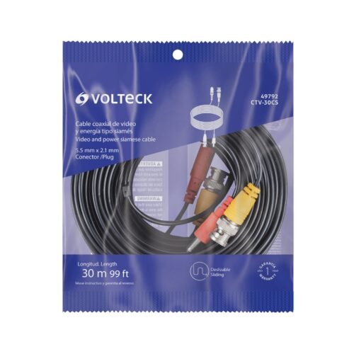 497924 49792 - Cable Video y Energía Tipo Siamés CCTV, 30 metros, Volteck