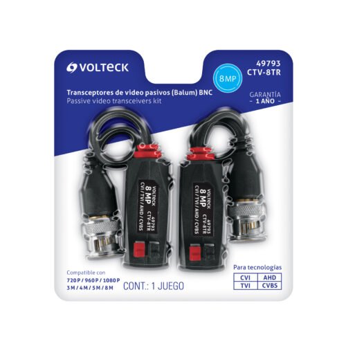 49793 - Par de Transceptores Pasivos Video Balun, hasta 8MP, Volteck