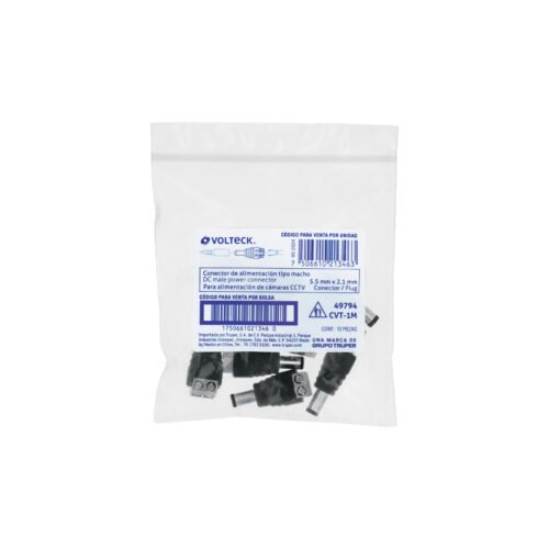 49794 - Conector de energía para CCTV tipo macho, Volteck