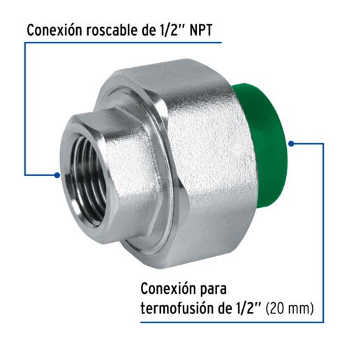 49816 - Tuerca unión PPR, mixta inserto metálico,  1/2", Foset
