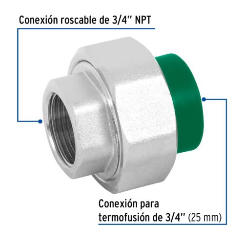 49817 49817 - Tuerca unión PPR, mixta inserto metálico, 3/4", Foset