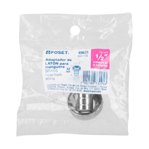 49825 - Adaptador de latón 1/2" para manguera, Foset