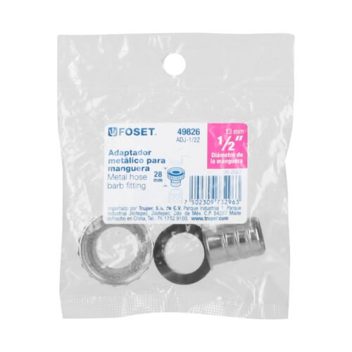 49826 - Adaptador metálico 1/2" para manguera, Foset