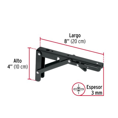 49831 - Ménsula plegable de acero negra 4" x 8", FIERO