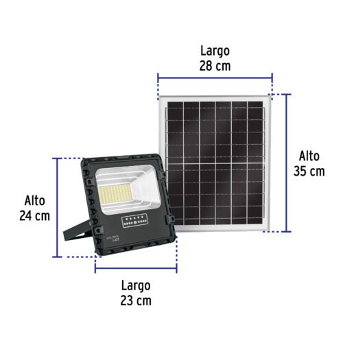 498352 49835 - Reflector Led 60 W con panel solar, luz de día, Volteck