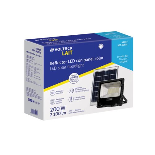 49837 - Reflector Led 200 W con panel solar, luz de día, Volteck