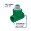 49838 - Tee macho de PPR 1/2" con inserto metálico, Foset