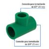 49844 - Tee reducida de PPR 3/4" x 3/4" x 1/2", Foset