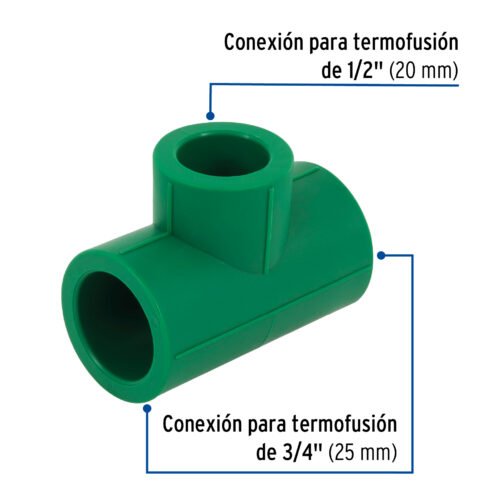 49844 - Tee reducida de PPR 3/4" x 3/4" x 1/2", Foset