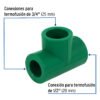 49845 - Tee reducida de PPR 3/4" x 1/2" x 3/4", Foset