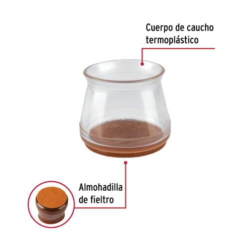 49846 - Caja con 24 protectores para patas de silla, transparente
