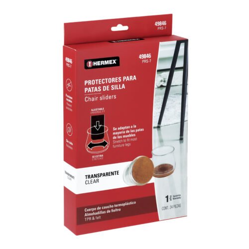 49846 - Caja con 24 protectores para patas de silla, transparente