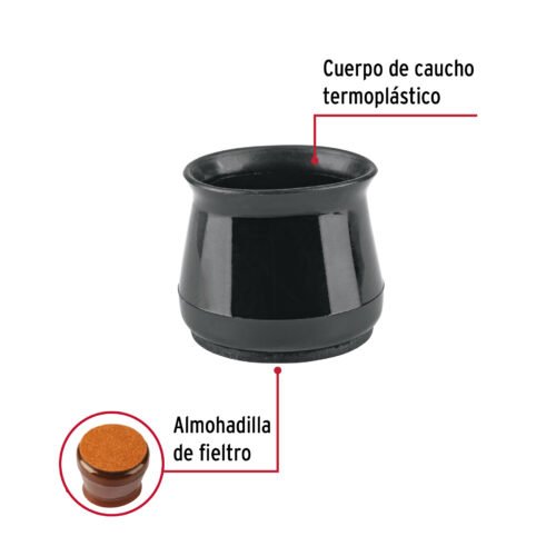 49847 - Caja con 24 protectores para patas de silla, negro