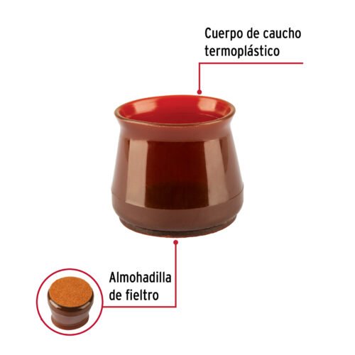 49848 - Caja con 24 protectores para patas de silla, café