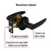 49852 - Cerradura manija "Turín" p/recámara, negro, cilindro latón
