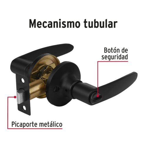 49853 - Cerradura de manija "Turín" p/baño, negro, cilindro latón