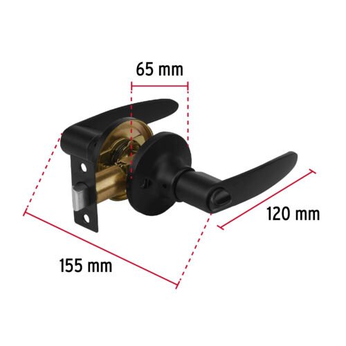49853 - Cerradura de manija "Turín" p/baño, negro, cilindro latón